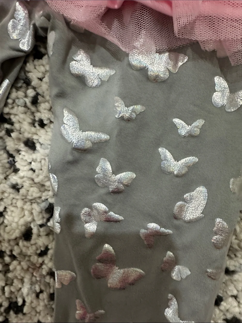 btween Pink Striped Top with Iridescent Sequin Butterfly - Picture 5 of 5